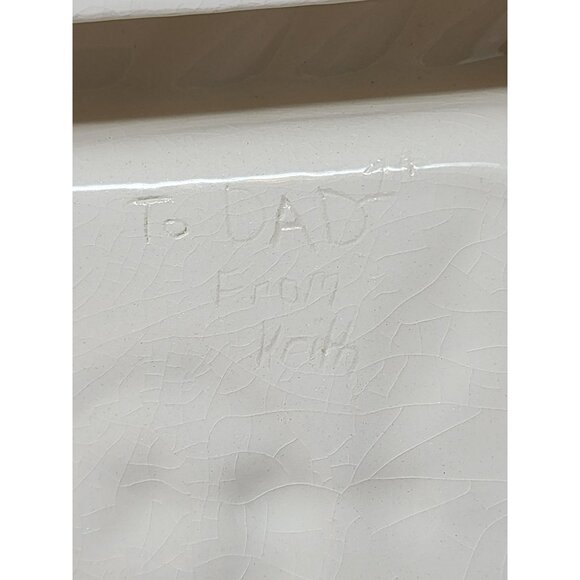 Vintage White Ceramic Ashtray With Blue Sword & Star Design - Picture 7 of 10